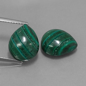Gemas de malaquita verde natural de  ct, en forma de pera, opaco