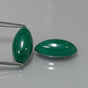 Gemas de malaquita verde natural de  ct, marquesa, opaco
