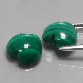 Gemas de malaquita verde natural de  ct, forma de corazón, opaco