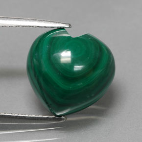 Malaquita verde natural de 7,53 ct, forma de corazón, opaco