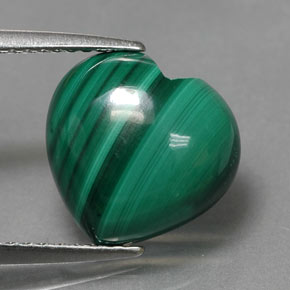 Malaquita verde natural de 5,31 ct, forma de corazón, opaco