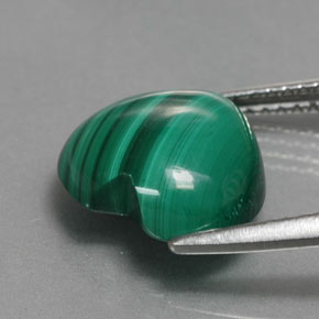 Malaquita verde natural de 5,31 ct, forma de corazón, opaco
