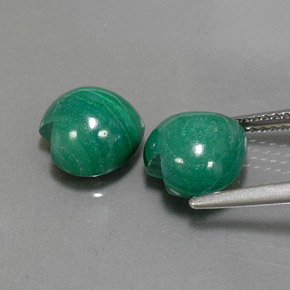 Gemas de malaquita verde natural de  ct, forma de corazón, opaco
