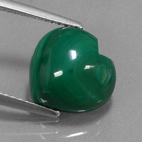 Malaquita verde natural de 5,63 ct, forma de corazón, opaco