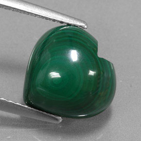 Malaquita verde natural de 6,74 ct, forma de corazón, opaco