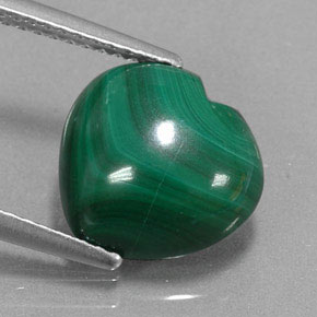 Malaquita verde natural de 4,69 ct, forma de corazón, opaco
