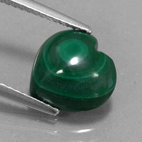 Malaquita verde multicolor natural de 4,49 ct, forma de corazón, opaco