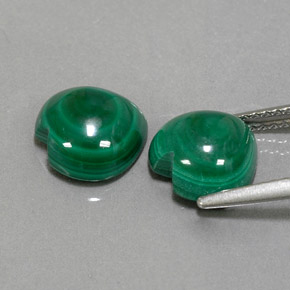 Gemas de malaquita verde natural de  ct, forma de corazón, opaco