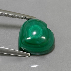 Malaquita verde natural de 4,73 ct, forma de corazón, opaco
