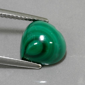 Malaquita verde natural de 4,59 ct, forma de corazón, opaco