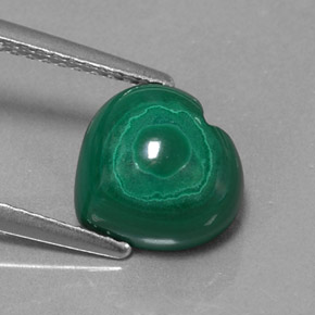 Malaquita verde natural de 3,97 ct, forma de corazón, opaco