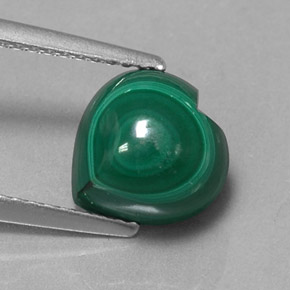 Malaquita verde natural de 3,89 ct, forma de corazón, opaco