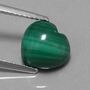 Malaquita verde natural de 3,03 ct, forma de corazón, opaco