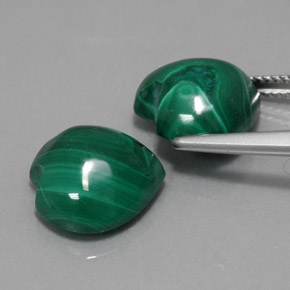 Gemas de Malaquita Verde multicolor natural de  ct, Forma de corazón, Opaco