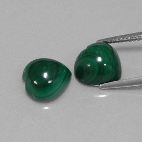 Gemas de malaquita verde natural de  ct, forma de corazón, opaco
