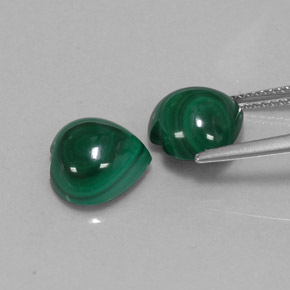Gemas de malaquita verde natural de  ct, forma de corazón, opaco