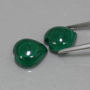 Gemas de malaquita verde natural de  ct, forma de corazón, opaco
