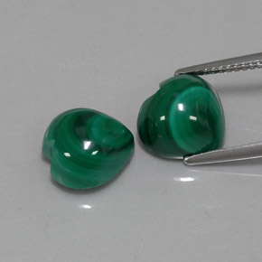 Gemas de malaquita verde natural de  ct, forma de corazón, opaco