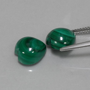 Gemas de malaquita verde natural de  ct, forma de corazón, opaco