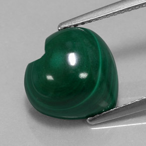 Malaquita verde natural de 6,51 ct, forma de corazón, opaco