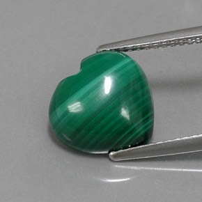 Malaquita verde natural de 4,91 ct, forma de corazón, opaco