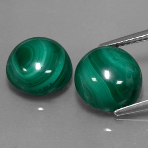 Gemas de malaquita verde natural de  ct, corte redondo, opaco