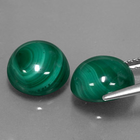 Gemas de malaquita verde natural de  ct, corte redondo, opaco