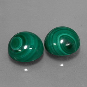 Gemas de malaquita verde natural de  ct, corte redondo, opaco