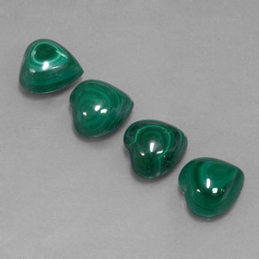 Gemas de malaquita verde natural de  ct, forma de corazón, opaco