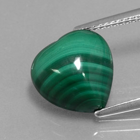 Malaquita verde natural de 7,34 ct, forma de corazón, opaco
