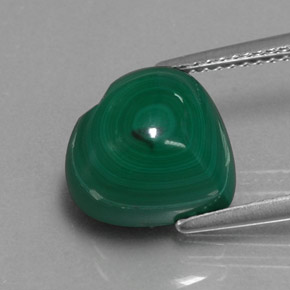 Malaquita verde natural de 7,41 ct, forma de corazón, opaco