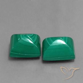Gemas de Malaquita Verde natural de 15.78 ct, Corte Baguette, Opaco