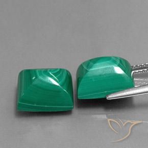 Gemas de Malaquita Verde natural de 15.78 ct, Corte Baguette, Opaco