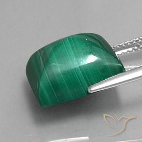 Malaquita Verde medio natural de 13.55 ct, Corte Baguette, Opaco