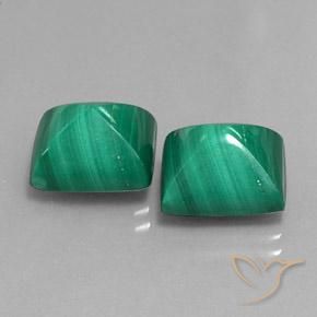 Gemas de Malaquita Verde medio natural de 15.62 ct, Corte Baguette, Opaco