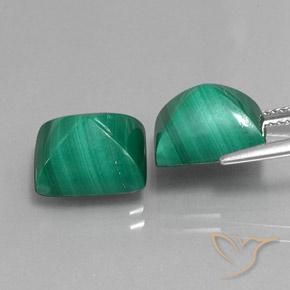 Gemas de Malaquita Verde medio natural de 15.62 ct, Corte Baguette, Opaco