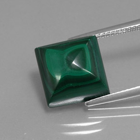 Malaquita verde natural de 10,66 ct, cuadrado, opaco