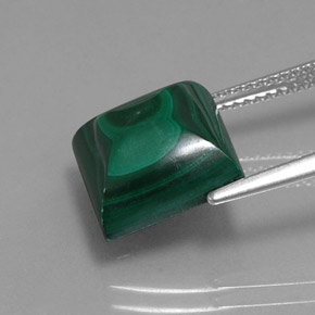 Malaquita verde natural de 10,66 ct, cuadrado, opaco
