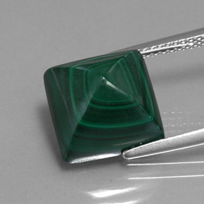Malaquita verde natural de 10,81 ct, cuadrado, opaco
