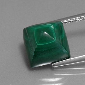 Malaquita verde natural de 10,70 ct, cuadrado, opaco