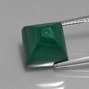 Malaquita verde natural de 10,39 ct, cuadrado, opaco