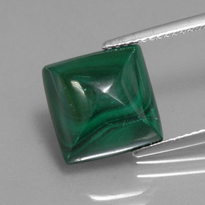 Malaquita verde natural de 10,03 ct, cuadrado, opaco