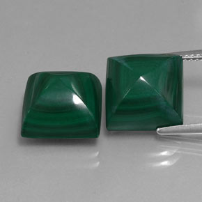 Gemas de malaquita verde natural de  ct, cuadrado, opaco