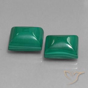 Gemas de Malaquita Verde medio natural de 14.18 ct, Corte Baguette, Opaco