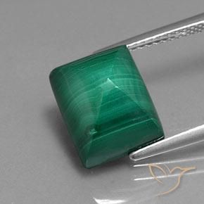 Malaquita verde natural de 9,78 ct, baguette, opaco