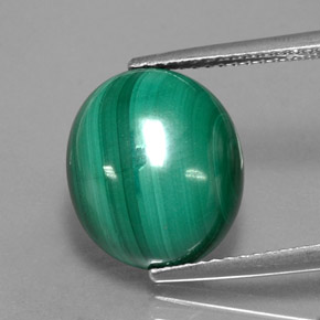 Malaquita Verde multicolor natural de 9.21 ct, Corte Óvalo, Opaco