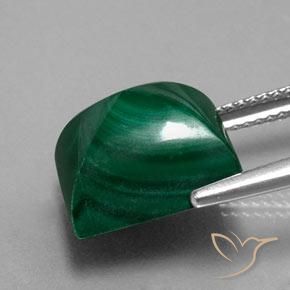 Malaquita Verde pino natural de 12.33 ct, Corte Baguette, Opaco