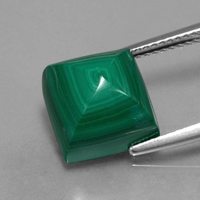 Malaquita verde natural de 9,86 ct, cuadrado, opaco