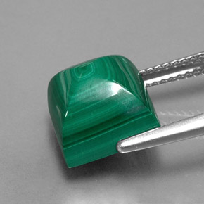 Malaquita verde natural de 9,86 ct, cuadrado, opaco
