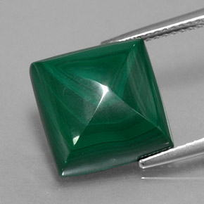 Malaquita verde natural de 12,37 ct, cuadrado, opaco